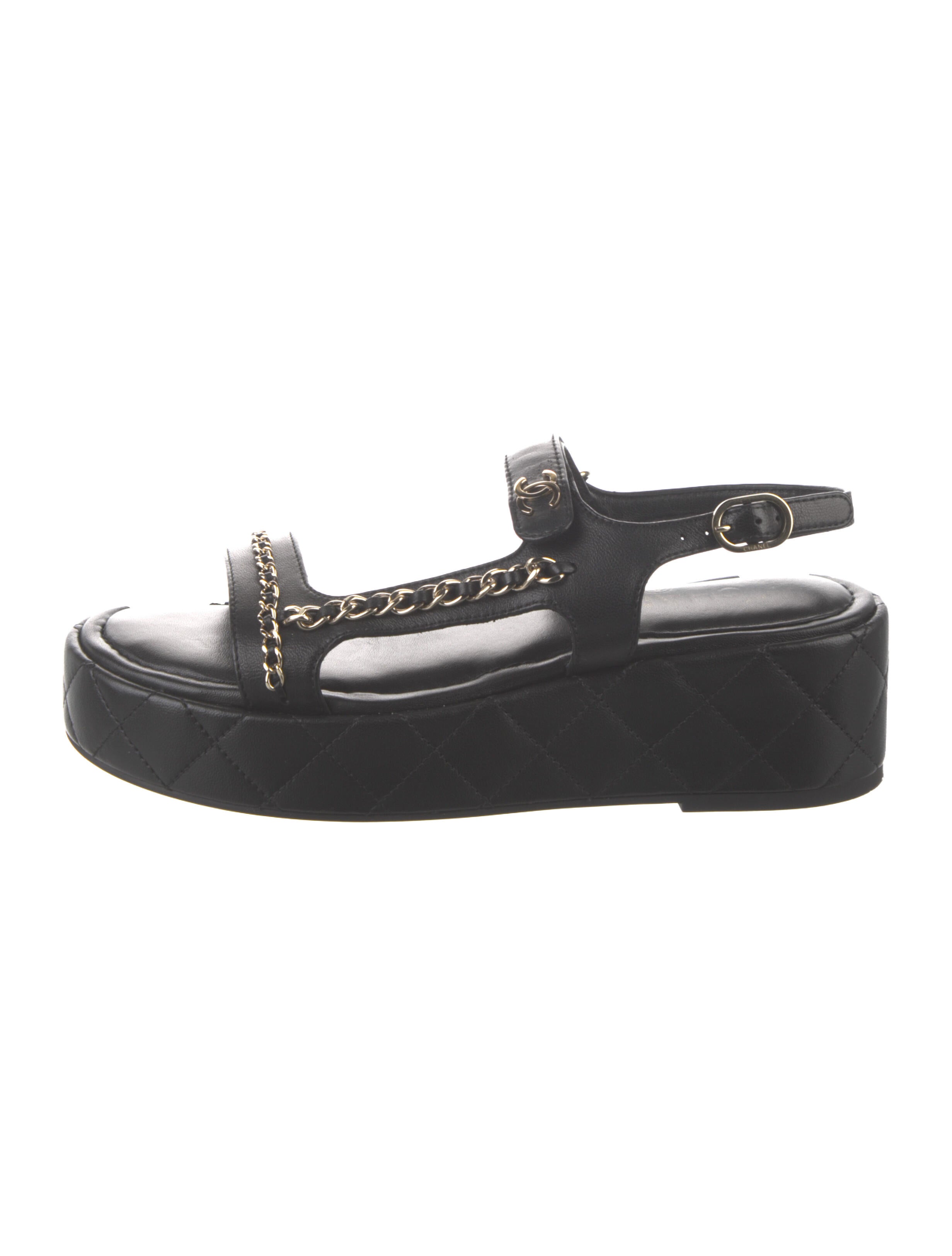 Chanel Interlocking CC Logo Leather Espadrilles